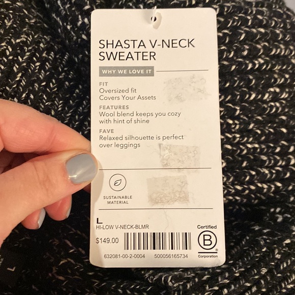 NWT Shasta V-neck Sweater Hi Low Black Marl SZ Large - Picture 9 of 10
